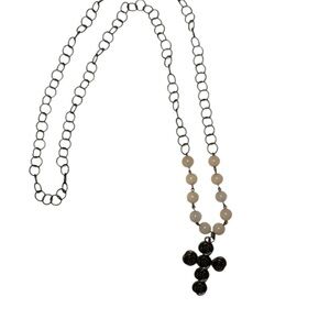 Elegant Dark Brushed Gold and rose Cross Necklace